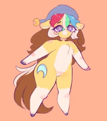 Size: 1307x1472 | Tagged: safe, artist:ponysforyou, oc, oc:morning dew, earth pony, pony, semi-anthro, arm hooves, bipedal, chest fluff, earth pony oc, hat, solo