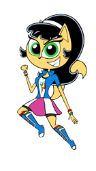 Size: 2248x4000 | Tagged: safe, artist:solid32, rainbow dash, anthro, equestria girls, g4, boots, clothes, clothes swap, cosplay, costume, high heel boots, jacket, kitty katswell, shirt, shoes, simple background, skirt, solo, transparent background, tuff puppy, vest