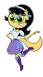Size: 2248x4000 | Tagged: safe, artist:solid32, rarity, anthro, equestria girls, g4, belt, blue eyeshadow, boots, bracelet, clothes, clothes swap, cosplay, costume, eyeshadow, hairpin, high heel boots, jewelry, kitty katswell, makeup, rarity's purple boots, shirt, shoes, simple background, skirt, solo, transparent background, tuff puppy