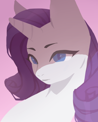 Size: 1280x1603 | Tagged: safe, artist:deadgirliee, rarity, pony, unicorn, g4, bust, female, gradient background, mare, pink background, portrait, simple background, solo