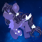 Size: 2500x2500 | Tagged: safe, artist:medkit, oc, oc only, oc:nightfall whale, pegasus, pony, accessory, blaze (coat marking), chest fluff, chibi, closed mouth, coat markings, colored eyebrows, colored eyelashes, colored hooves, colored lineart, colored wings, dark, ear fluff, ears up, enjoying, eye clipping through hair, eyebrows, eyebrows visible through hair, eyelashes, eyes closed, facial markings, feather, feathered wings, female, fishtail, fluffy, flying, freckles, full body, glowing, glowing mane, hairstyle, happy, heart shaped, high res, long mane, long tail, mare, neon, neon mane, night, night sky, paint tool sai 2, pegasus oc, pigtails, raised head, raised hooves, raised leg, scrunchie, shooting star, sky, small pony, smiling, solo, speedpaint, speedpaint available, spots, spread wings, starry night, starry sky, stars, tail, tassels, three quarter view, two toned mane, two toned wings, wall of tags, wings