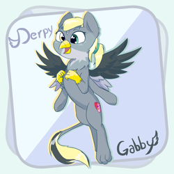 Size: 4500x4500 | Tagged: safe, artist:felldeal, derpy hooves, gabby, griffon, pegasus, pony, g4, fusion, fusion:derpy hooves, heterochromia, six legs, solo