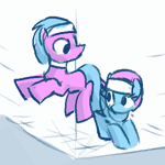 Size: 330x330 | Tagged: safe, artist:plunger, aloe, lotus blossom, earth pony, pony, aloebetes, animated, cute, duo, female, gif, jumping, loop, lotusbetes, mare, perfect loop, ponerpics import, ponified, ponified animal photo, siblings, sisters, spa twins, spaww twins, twins
