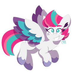 Size: 2000x2000 | Tagged: safe, artist:caprania, zipp storm, pegasus, pony, g5, colored wings, high res, multicolored wings, simple background, smiling, solo, transparent background, wings