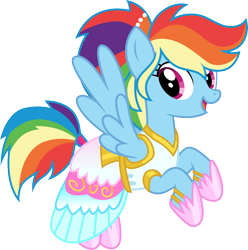 Size: 3000x3019 | Tagged: safe, artist:cloudy glow, rainbow dash, pegasus, pony, g4, .ai available, clothes, dress, female, high res, mare, rainbow dash always dresses in style, simple background, solo, spread wings, transparent background, vector, wings