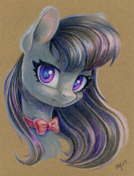 Size: 913x1200 | Tagged: safe, artist:maytee, part of a set, octavia melody, earth pony, pony, g4, bowtie, bust, colored pencil drawing, female, mare, portrait, solo, traditional art