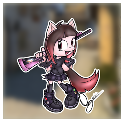 Size: 2262x2234 | Tagged: safe, artist:dexmoun, oc, oc:arwencuack, pegasus, anthro, gun, high res, rifle, solo, sonic styled, weapon