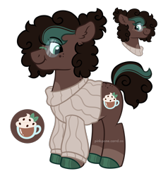 Size: 2050x2150 | Tagged: safe, artist:pink-pone, oc, oc only, oc:mocha bean, earth pony, pony, clothes, earth pony oc, glasses, high res, male, simple background, solo, stallion, sweater, transparent background