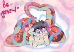 Size: 5000x3500 | Tagged: safe, artist:fluffyxai, lamia, original species, snake, snake pony, hearts and hooves day, holiday, hypno eyes, hypnosis, kaa eyes, looking at you, lying down, prone, smiling, swirly eyes, valentine's day