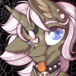 Size: 1000x1000 | Tagged: safe, artist:mychelle, oc, oc:ever after, pony, unicorn, bust, horn, portrait, solo, tongue out, unicorn oc