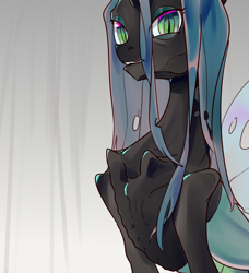 Size: 2370x2598 | Tagged: safe, artist:shiqiuzhu, queen chrysalis, changeling, g4, collarbone, concave belly, emaciated, female, high res, mare, skinny, solo, thin