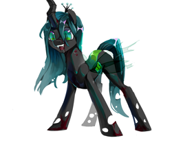 Size: 3035x2598 | Tagged: safe, artist:shiqiuzhu, queen chrysalis, changeling, g4, female, high res, mare, simple background, solo, white background