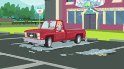 Size: 1912x1072 | Tagged: safe, edit, edited screencap, screencap, big macintosh, human, equestria girls, g4, big mac's truck, school, truck