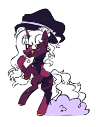 Size: 900x1200 | Tagged: safe, artist:fuckomcfuck, oc, oc only, oc:bloody moon, pony, unicorn, fangs, freckles, hat, horn, horn jewelry, jewelry, necklace, simple background, solo, stars, tongue out, transparent background, unicorn oc, witch hat