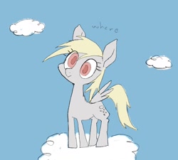 Size: 1534x1380 | Tagged: safe, artist:noupu, derpy hooves, pegasus, pony, g4, cloud, colored pupils, cute, derpabetes, female, mare, on a cloud, sky, solo, standing on a cloud