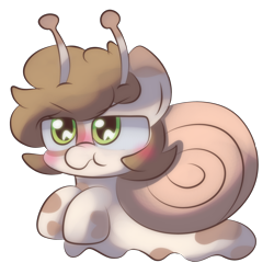 Size: 2000x2000 | Tagged: safe, artist:cushyhoof, oc, oc only, oc:cotton rancher, original species, snail, snail pony, angry, high res, simple background, solo, transparent background