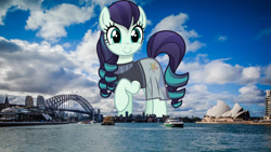 Size: 2048x1152 | Tagged: safe, anonymous editor, artist:vector-brony, edit, coloratura, earth pony, pony, g4, australia, clothes, female, giant pony, giant/macro earth pony, giantess, highrise ponies, irl, macro, mare, mega giant, photo, ponies in real life, see-through, solo, sydney