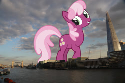Size: 2048x1365 | Tagged: safe, anonymous editor, artist:juniberries, edit, cheerilee, earth pony, pony, g4, england, female, giant pony, giant/macro earth pony, giantess, highrise ponies, irl, london, macro, mare, mega giant, photo, ponies in real life, solo, united kingdom