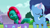 Size: 1280x720 | Tagged: safe, edit, edited screencap, screencap, jazz hooves, trixie, earth pony, pony, unicorn, g4, g5, growing pains, my little pony: friendship is magic, my little pony: make your mark, my little pony: make your mark chapter 2, no second prances, season 6, chest, duo, duo female, earth pony magic, eyes closed, female, glowing, glowing horn, horn, jazz has no ears, jazz hooves is not amused, levitation, looking at something, magic, no ears, outdoors, raised hoof, random, silly, silly pony, telekinesis, unamused