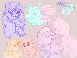 Size: 2048x1536 | Tagged: safe, artist:erieillustrates, hitch trailblazer, izzy moonbow, mcsnips-a-lot, misty brightdawn, pipp petals, sparky sparkeroni, sprout cloverleaf, sunny starscout, zipp storm, crab, dragon, earth pony, pegasus, pony, unicorn, g5, spoiler:g5, adorapipp, adorazipp, argument, blush lines, blushing, butterfly net, cellphone, colt, colt sprout cloverleaf, cupcake, cute, dialogue, ears back, eyes closed, female, filly, filly sunny starscout, foal, freckles, glasses, gray background, hitchbetes, horn, izzybetes, lidded eyes, limited palette, looking at each other, looking at someone, male, mane seven (g5), mare, mistybetes, open mouth, open smile, phone, pipp petals is not amused, platter, question mark, royal sisters (g5), sharp teeth, siblings, signature, simple background, sisters, sketch, sketch dump, sleeping, smartphone, smiling, sparkybetes, speech bubble, sproutbetes, stallion, sunnybetes, tail, teeth, tongue out, unamused, unicorn cupcake, unshorn fetlocks, wavy mouth, wings, younger