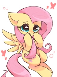 Size: 768x1024 | Tagged: safe, artist:namaenonaipony, fluttershy, pegasus, pony, g4, cute, female, floppy ears, mare, shyabetes, simple background, solo, spread wings, white background, wings
