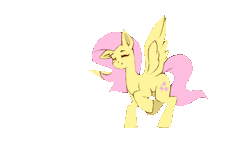 Size: 1920x1080 | Tagged: safe, artist:buvanybu, fluttershy, pegasus, pony, g4, animated, dancing, eyes closed, gif, simple background, smiling, solo, spread wings, transparent background, wings