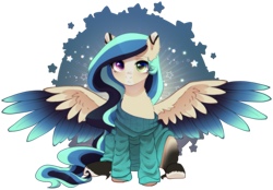 Size: 3071x2135 | Tagged: safe, alternate character, alternate version, artist:avrameow, part of a set, oc, oc only, pegasus, pony, clothes, commission, heterochromia, high res, oversized clothes, pegasus oc, simple background, solo, sweater, transparent background, ych result