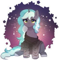Size: 2074x2120 | Tagged: safe, alternate character, alternate version, artist:avrameow, part of a set, oc, oc only, pony, unicorn, clothes, commission, high res, horn, oversized clothes, simple background, solo, sweater, transparent background, unicorn oc, ych result