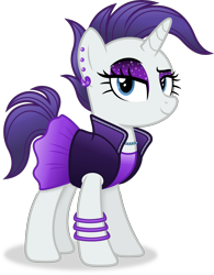 Size: 2967x3804 | Tagged: safe, artist:anime-equestria, rarity, pony, unicorn, g4, alternate hairstyle, bracelet, clothes, ear piercing, eyeshadow, female, high res, horn, jacket, jewelry, looking at you, makeup, mare, necklace, piercing, punk, raripunk, simple background, skirt, solo, sparkles, transparent background, vector