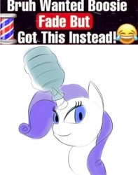 Size: 713x903 | Tagged: safe, artist:boxybrown, rarity, pony, unicorn, g4, bottle, colored, emoji, eyeshadow, female, looking at you, makeup, mare, meme, solo, text