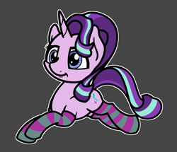 Size: 2048x1758 | Tagged: safe, artist:ewoudcponies, starlight glimmer, pony, unicorn, g4, clothes, female, gray background, simple background, socks, solo, striped socks