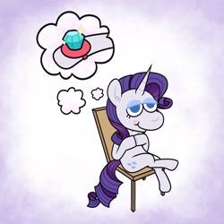 Size: 2048x2048 | Tagged: safe, artist:ponyvibe, rarity, pony, unicorn, g4, blushing, chair, female, high res, imagination, sitting, solo, thought bubble