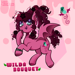 Size: 3000x3000 | Tagged: safe, artist:seasemissary, oc, oc:wilda bouquet, bat pony, pony, bat pony oc, female, high res, magical lesbian spawn, mare, offspring, parent:fluttershy, parent:tree hugger, parents:flutterhugger, solo