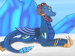 Size: 1600x1200 | Tagged: safe, artist:saintgryphonii, dragon, pony, dragon wings, dragoness, female, jewelry, lying down, mare, regalia, solo, warcraft, wings, world of warcraft