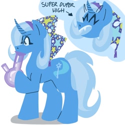 Size: 2000x2000 | Tagged: safe, artist:ang3lic_b3ing, trixie, pony, unicorn, g4, bong, drugs, female, high, high res, mare, simple background, solo, white background