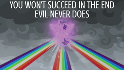 Size: 1920x1080 | Tagged: safe, edit, edited screencap, editor:quoterific, screencap, twilight sparkle, alicorn, pony, g4, the ending of the end, doctor who, eyes closed, rainbow of harmony, rainbow of light, solo, twilight sparkle (alicorn)