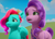 Size: 1950x1400 | Tagged: safe, color edit, edit, edited screencap, screencap, jazz hooves, pipp petals, earth pony, pegasus, pony, g5, growing pains, my little pony: make your mark, my little pony: make your mark chapter 2, adorapipp, cloud, colored, confused, cursed image, cute, duo, faic, female, jazz has no ears, jazzibetes, jewelry, looking at something, mare, no ears, palette swap, recolor, tiara, unamused