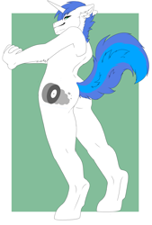 Size: 2761x4096 | Tagged: safe, artist:wolfyakugaa, oc, oc:shifting gear, unicorn, anthro, ass, butt, multicolored tail, nudity, simple background, solo, tail
