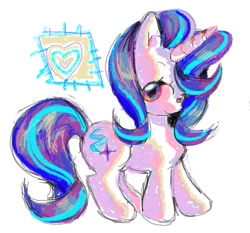Size: 907x846 | Tagged: safe, artist:f1sh1es, starlight glimmer, pony, unicorn, g4, heart, looking at you, side view, simple background, smiling, solo, standing, white background