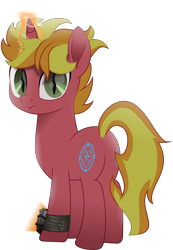 Size: 7731x11197 | Tagged: safe, artist:php178, oc, oc:fire brander, bat pony, bat pony unicorn, hybrid, pony, unicorn, wingless bat pony, fallout equestria, fallout equestria: murky number seven, g4, rainbow roadtrip, .svg available, absurd resolution, alternate cutie mark, aura, belt buckle, both cutie marks, butt, circle, colored pupils, convex, cute, cute little fangs, description is relevant, fallout equestria oc, fanfic art, fangs, former villain, glowing, glowing horn, green eyes, headcanon in the description, highlights, horn, inkscape, looking at you, magic, magic aura, male, missing accessory, movie accurate, ocbetes, orange mane, orange tail, pipbuck, plot, preview, rear view, reformed, shading, simple background, slit pupils, smiling, smiling at you, solo, stallion, stars, strap, striped mane, striped tail, svg, tail, telekinesis, three quarter view, transparent background, two toned mane, two toned tail, unicorn oc, vector, wingless, yellow mane, yellow tail