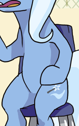 Size: 550x869 | Tagged: safe, artist:docwario, edit, trixie, pony, unicorn, g4, belly, chair, cropped, open mouth, pictures of bellies, sitting, solo