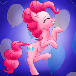 Size: 2160x2160 | Tagged: safe, artist:stellardust, pinkie pie, earth pony, pony, g4, ear fluff, eyes closed, female, high res, mare, rearing, smiling, solo