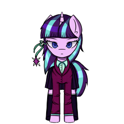 Size: 1000x1000 | Tagged: safe, artist:menalia, starlight glimmer, pony, unicorn, g4, boots, clothes, danganronpa, female, horn, looking at you, mare, shirt, shoes, simple background, skirt, solo, sprite, style emulation, transparent background
