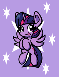 Size: 912x1199 | Tagged: safe, artist:derp pone, twilight sparkle, alicorn, pony, g4, cute, flying, purple background, simple background, solo, twilight sparkle (alicorn)