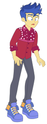Size: 1900x4971 | Tagged: safe, artist:gmaplay, flash sentry, human, cheer you on, equestria girls, g4, spoiler:eqg series (season 2), blue sneakers, clothes, denim, jeans, male, open mouth, pants, pinpoint eyes, red shirt, shocked, simple background, solo, transparent background, wide eyes
