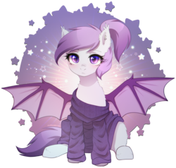 Size: 2223x2112 | Tagged: safe, alternate character, alternate version, artist:avrameow, part of a set, oc, oc only, bat pony, pony, bat pony oc, clothes, commission, high res, oversized clothes, simple background, solo, sweater, transparent background, ych result
