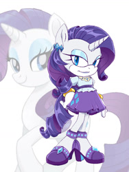 Size: 774x1032 | Tagged: safe, artist:kanayanga, part of a set, rarity, mobian, unicorn, anthro, g4, bracelet, ear piercing, hand on hip, jewelry, looking at you, piercing, smiling, smiling at you, sonic the hedgehog (series), sonicified