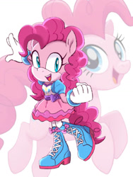 Size: 774x1032 | Tagged: safe, artist:kanayanga, part of a set, pinkie pie, earth pony, mobian, anthro, g4, bracelet, happy, jewelry, looking at you, open mouth, sonic the hedgehog (series), sonicified