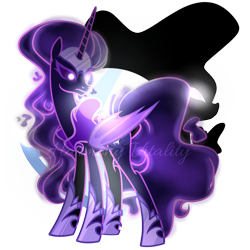 Size: 2048x2048 | Tagged: safe, artist:harmonyvitality-yt, oc, oc only, alicorn, pony, alicorn oc, base used, glowing, glowing eyes, high res, hoof shoes, horn, offspring, parent:pony of shadows, parent:tantabus, simple background, slender, solo, tall, thin, transparent background, wings