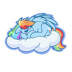 Size: 500x500 | Tagged: safe, artist:purplegrim40, rainbow dash, pegasus, pony, g4, cloud, female, mare, on a cloud, simple background, sleeping, solo, transparent background